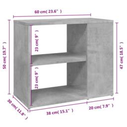 Berkfield Home Side Cabinet Concrete Grey 60x30x50 cm Engineered Wood - Size: 60 x 30 x 50 cm - thumbnail 7