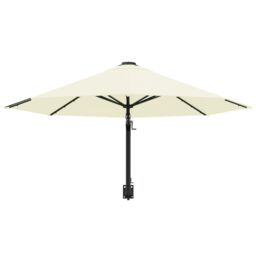 Berkfield Home Wall-Mounted Parasol with Metal Pole 300 cm Sand in Beige - thumbnail 4