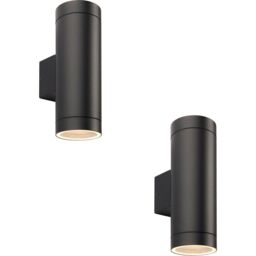 Loops 2 PACK Up & Down Twin Outdoor Wall Light - 2 x 7W GU10 LED - Textured Black