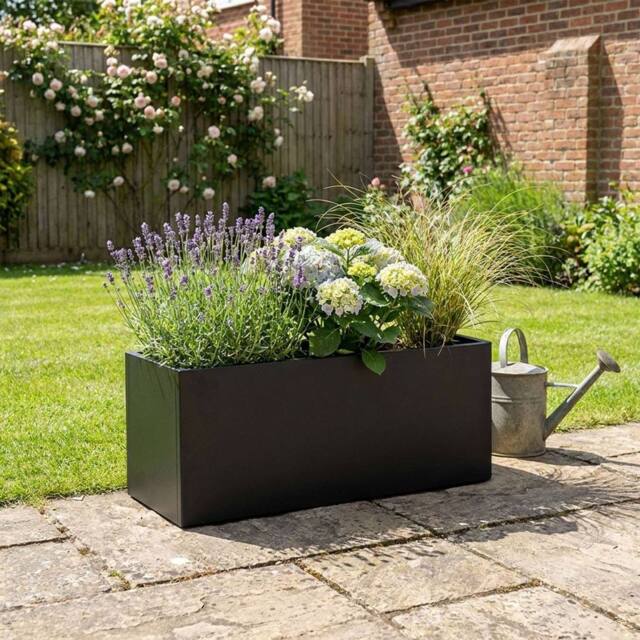 Nicoman Galvanised Steel Black Metal Planter Box 80x30x40cm - Size: 80 x 30 x 40 cm - image 1