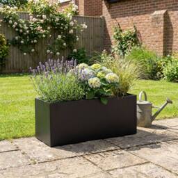 Nicoman Galvanised Steel Black Metal Planter Box 80x30x40cm - Size: 80 x 30 x 40 cm - thumbnail 1