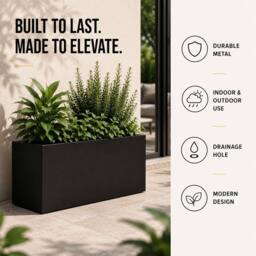 Nicoman Galvanised Steel Black Metal Planter Box 80x30x40cm - Size: 80 x 30 x 40 cm - thumbnail 5