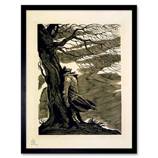 "Artery8 Heathcliff Wuthering Heights Bronte Black White Framed Wall Art Print in Beige - Size: W12"" x H16""" - image 1