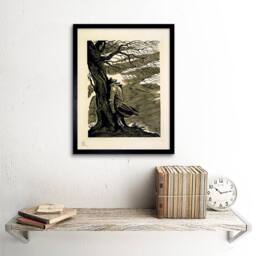 "Artery8 Heathcliff Wuthering Heights Bronte Black White Framed Wall Art Print in Beige - Size: W12"" x H16""" - thumbnail 2