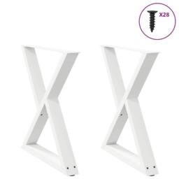 Berkfield Home Dining Table Legs 2 pcs White 70x(72-73.3) cm Steel - thumbnail 1