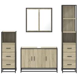 Berkfield Home 4¬†Piece Bathroom Furniture Set¬†Sonoma Oak Engineered Wood in Light Tan - thumbnail 5
