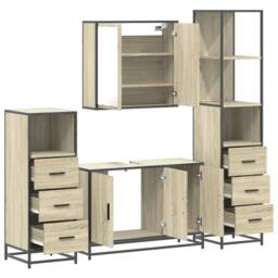 Berkfield Home 4¬†Piece Bathroom Furniture Set¬†Sonoma Oak Engineered Wood in Light Tan - thumbnail 6