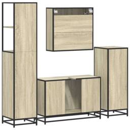 Berkfield Home 4¬†Piece Bathroom Furniture Set¬†Sonoma Oak Engineered Wood in Light Tan - thumbnail 8