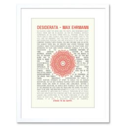 "Artery8 Wall Art Print Quote Desiderata Mandala Ehrmann Typography Artwork Framed 9X7 Inch in White - Size: W7"" x H9""" - thumbnail 1