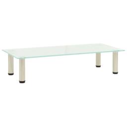 Berkfield Home TV Stand Frosted 80x35x17 cm Tempered Glass in Clear - Size: 80 x 35 x 17 cm - thumbnail 2