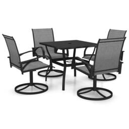 Berkfield Home Sturdy 5 Piece Garden Dining Set Textilene & Steel in Grey - thumbnail 3