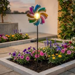 Garden Greatness Lunaria Solar Wind Spinner Stake Light - thumbnail 1