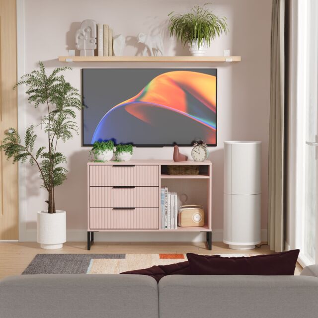 Ready Assembled 2 U Menai 3 Drawer TV Unit (Ready Assembled) in Dusty Pink - image 1