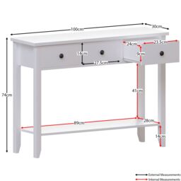 Home Discount Vida Designs Windsor Wooden Console Table Hallway with drawers, White - Size: Large - thumbnail 2