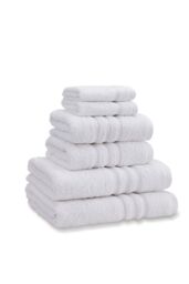 Catherine Lansfield Zero Twist Cotton 6 Piece Towel Bale in White - thumbnail 1