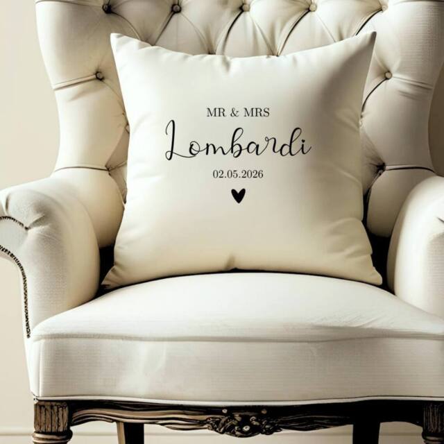 Aye Do Gifts Personalised Mr & Mrs Wedding Cushion in Cream - Size: 40 cm x 40 cm - image 1