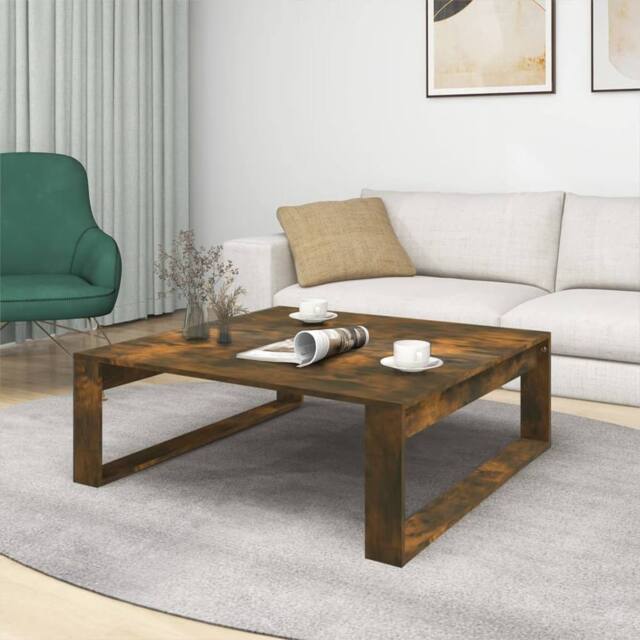 Berkfield Home Premium Coffee Table Smoked Oak 100x100x35 cm Engineered Wood in Brown - Size: 100 x 100 x 35 cm - image 1