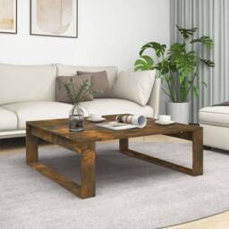 Berkfield Home Premium Coffee Table Smoked Oak 100x100x35 cm Engineered Wood in Brown - Size: 100 x 100 x 35 cm - thumbnail 2