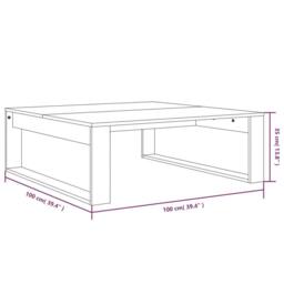 Berkfield Home Premium Coffee Table Smoked Oak 100x100x35 cm Engineered Wood in Brown - Size: 100 x 100 x 35 cm - thumbnail 7