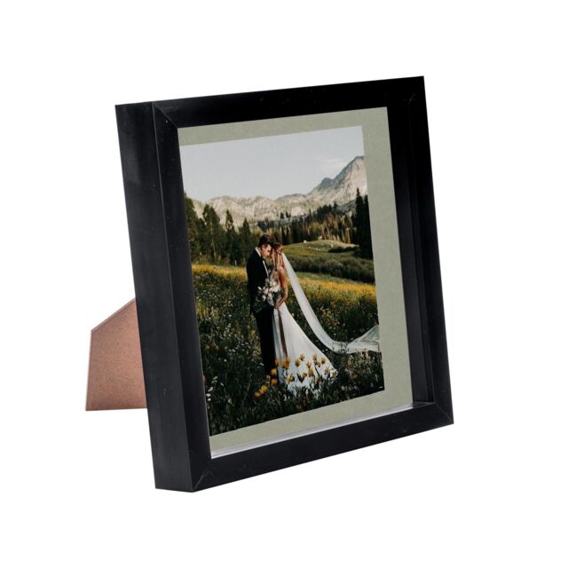 "Nicola Spring 3D Box Photo Frame - 8 x 8"" with 6 x 6"" Mount - Black Mount" - image 1
