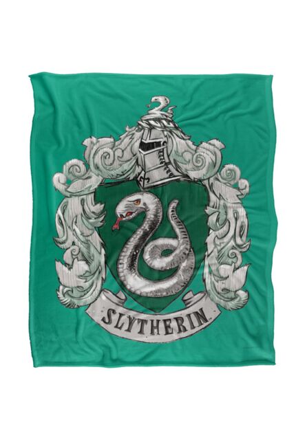 Warner Brothers Harry Potter Slytherin Rough Crest Blanket 152 x 127 cm in White - image 1