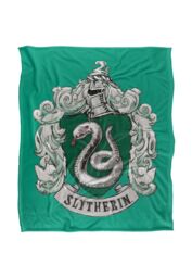 Warner Brothers Harry Potter Slytherin Rough Crest Blanket 152 x 127 cm in White - thumbnail 1