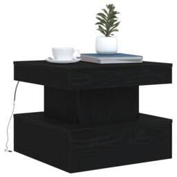 Berkfield Home Coffee Table with LED Lights Black Oak 50x50x40 cm - Size: 50 x 50 x 40 cm - thumbnail 6