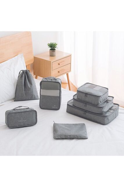 H&O Direct 7 Set Packing Cubes for Suitcases Lightweight Travel Luggage Packing Organizers in Grey - image 1