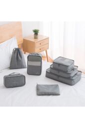 H&O Direct 7 Set Packing Cubes for Suitcases Lightweight Travel Luggage Packing Organizers in Grey - thumbnail 1
