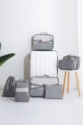 H&O Direct 7 Set Packing Cubes for Suitcases Lightweight Travel Luggage Packing Organizers in Grey - thumbnail 2