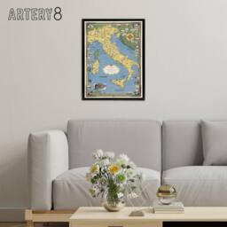 "Artery8 Ernest D Chase Italy Map With Vatican City Framed Canvas Wall Art Print in Blue - Size: W12"" x H16""" - thumbnail 3