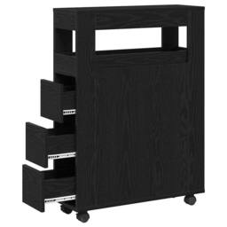 Berkfield Home Narrow Bathroom Cabinet with Wheels Black Oak Engineered Wood - thumbnail 7