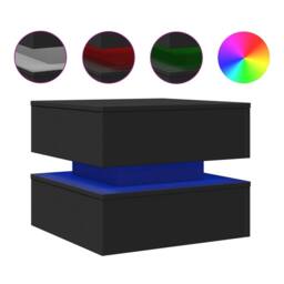Berkfield Home Modern Coffee Table with LED Lights Black 50x50x40 cm - Size: 50 x 50 x 40 cm - thumbnail 3