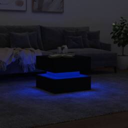 Berkfield Home Modern Coffee Table with LED Lights Black 50x50x40 cm - Size: 50 x 50 x 40 cm - thumbnail 5