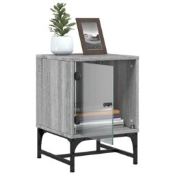 Berkfield Home Bedside Cabinets with Glass Doors 2 pcs Grey Sonoma 35x37x50 cm - Size: 35 x 37 x 50 cm - thumbnail 6