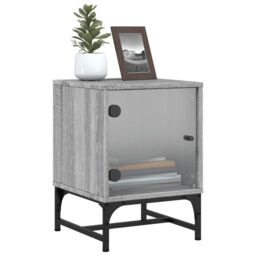 Berkfield Home Bedside Cabinets with Glass Doors 2 pcs Grey Sonoma 35x37x50 cm - Size: 35 x 37 x 50 cm - thumbnail 5