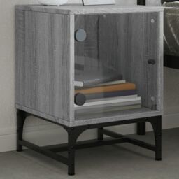 Berkfield Home Bedside Cabinets with Glass Doors 2 pcs Grey Sonoma 35x37x50 cm - Size: 35 x 37 x 50 cm - thumbnail 3
