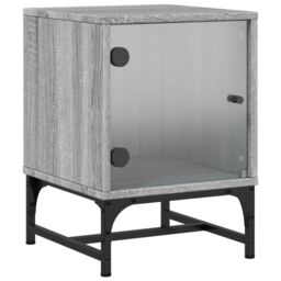 Berkfield Home Bedside Cabinets with Glass Doors 2 pcs Grey Sonoma 35x37x50 cm - Size: 35 x 37 x 50 cm - thumbnail 4