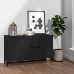Berkfield Home Sideboard Black 100x36x60 cm Engineered Wood - Size: 100 x 36 x 60 cm - thumbnail 2
