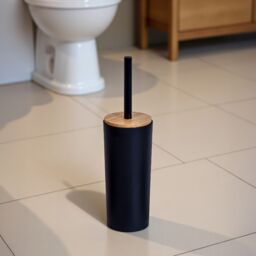 Showerdrape Sonata Black & Bamboo Toilet Brush & Holder - thumbnail 1