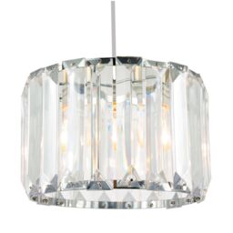 Happy Homewares Contemporary Easy Fit Pendant Shade with Clear Acrylic Rectangular Rods in Silver - Size: 10 inches