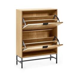 Cheshire Premium Suri 2 Door Shoe Storage Cabinet in Natural Oak Effect in Light Oak - thumbnail 2