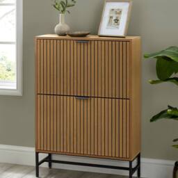 Cheshire Premium Suri 2 Door Shoe Storage Cabinet in Natural Oak Effect in Light Oak - thumbnail 3