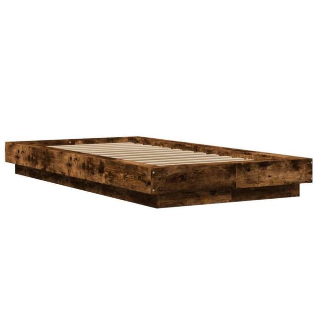 Berkfield Home Durable Bed Frame with LED Lights without Mattress Smoked Oak 90x190cm in Brown - Size: 90x190 cm - image 1