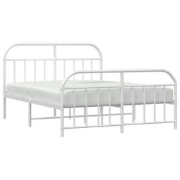 Berkfield Home Metal Bed Frame with Headboard & Footboard White 135x190 cm Double - thumbnail 4