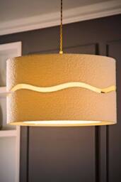 ValueLights Livie Boucle XL Easy Fit Ceiling Floor Lamp Shade 50cm with Bulb in Cream - thumbnail 1