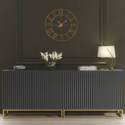 Mex Furniture LTD Sideboard Ripple Duo 200cm - Dark Grey with Fluted Doors - thumbnail 1