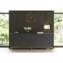 Mex Furniture LTD Sideboard Ripple Duo 200cm - Dark Grey with Fluted Doors - thumbnail 2