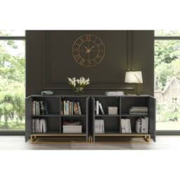 Mex Furniture LTD Sideboard Ripple Duo 200cm - Dark Grey with Fluted Doors - thumbnail 3
