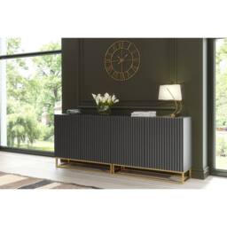 Mex Furniture LTD Sideboard Ripple Duo 200cm - Dark Grey with Fluted Doors - thumbnail 6